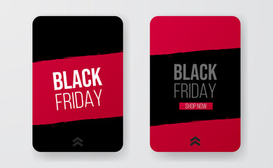 Black friday sale offer banner for social media stories template with brush effect