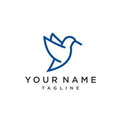 bird colibri hummingbird geometric colorful logo vector icon template design