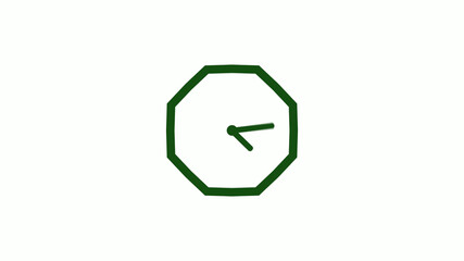 Amazing green dark counting down clock without trick,clock icon,clock isolated