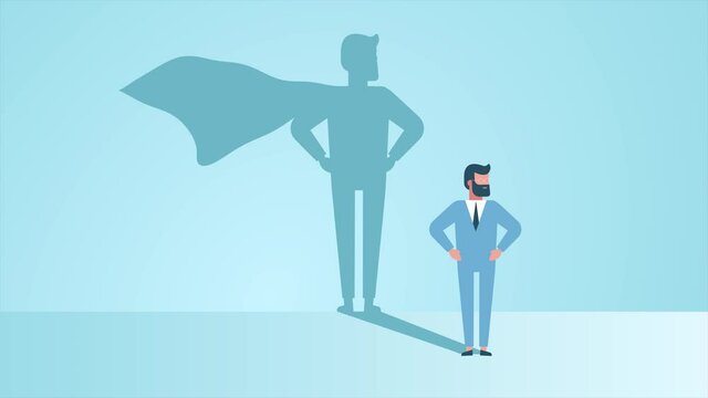 Strong office worker. Man as hero.