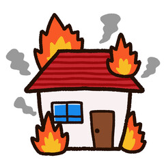 火事で燃えている家 © ゆりゆりのゆり