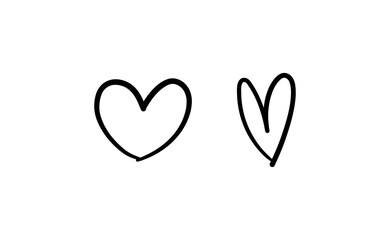 Hand drawn hearts, love icon symbols. Heart doodles. Hand drawn valentine's day design.