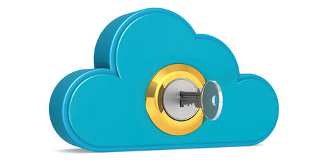 Security concept of cloud computing with metal key