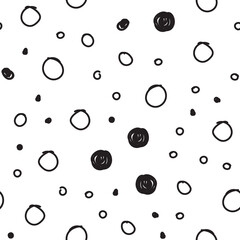 Dots seamless pattern. Hand drawn circles background texture.