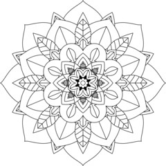 Easy Mandala coloring book simple and basic for beginners, seniors and children. Set of Mehndi flower pattern for Henna drawing and tattoo. Decoration in ethnic oriental, Indian style.