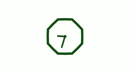Fototapeta premium 12 hours counting down green dark clock icon without trick,clock icon