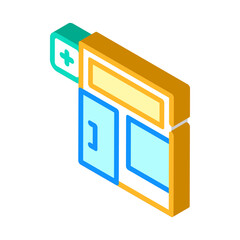 pharmacy store building isometric icon vector illustration