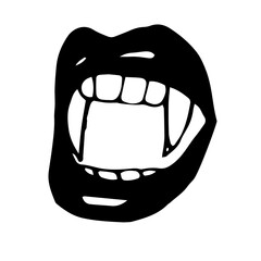 Hand drawn doodle vampire mouth. Vampire bite