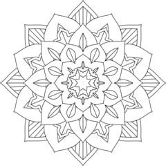 Easy Mandala coloring book simple and basic for beginners, seniors and children. Set of Mehndi flower pattern for Henna drawing and tattoo. Decoration in ethnic oriental, Indian style.