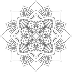 Easy Mandala coloring book simple and basic for beginners, seniors and children. Set of Mehndi flower pattern for Henna drawing and tattoo. Decoration in ethnic oriental, Indian style.