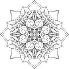 Easy Mandala coloring book simple and basic for beginners, seniors and children. Set of Mehndi flower pattern for Henna drawing and tattoo. Decoration in ethnic oriental, Indian style.
