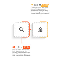 Minimal Business Infographics template. Timeline with 2 steps, options and marketing icons .Vector linear infographic with two conected elements. Can be use for presentation.