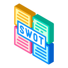 swot analysis isometric icon vector color illustration