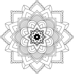 Easy Mandala coloring book simple and basic for beginners, seniors and children. Set of Mehndi flower pattern for Henna drawing and tattoo. Decoration in ethnic oriental, Indian style.