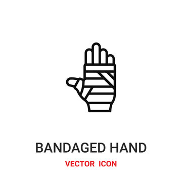 bandaged hand icon vector symbol. bandaged hand symbol icon vector for your design. Modern outline icon for your website and mobile app design.