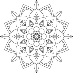 Easy Mandala coloring book simple and basic for beginners, seniors and children. Set of Mehndi flower pattern for Henna drawing and tattoo. Decoration in ethnic oriental, Indian style.