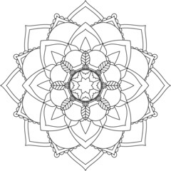 Easy Mandala coloring book simple and basic for beginners, seniors and children. Set of Mehndi flower pattern for Henna drawing and tattoo. Decoration in ethnic oriental, Indian style.