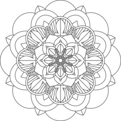 Easy Mandala coloring book simple and basic for beginners, seniors and children. Set of Mehndi flower pattern for Henna drawing and tattoo. Decoration in ethnic oriental, Indian style.