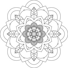 Easy Mandala coloring book simple and basic for beginners, seniors and children. Set of Mehndi flower pattern for Henna drawing and tattoo. Decoration in ethnic oriental, Indian style.