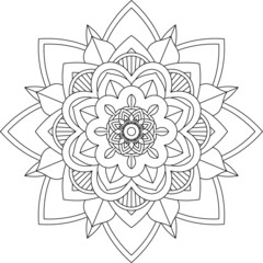 Easy Mandala coloring book simple and basic for beginners, seniors and children. Set of Mehndi flower pattern for Henna drawing and tattoo. Decoration in ethnic oriental, Indian style.