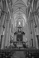 GENT - JUNE 22: Nave from Saint Nicholas gothic church on June 22, 2012 in Gent, Belgium.