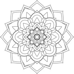 Easy Mandala coloring book simple and basic for beginners, seniors and children. Set of Mehndi flower pattern for Henna drawing and tattoo. Decoration in ethnic oriental, Indian style.