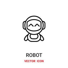 robot icon vector symbol. robotic symbol icon vector for your design. Modern outline icon for your website and mobile app design.