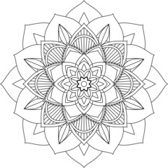 Easy Mandala coloring book simple and basic for beginners, seniors and children. Set of Mehndi flower pattern for Henna drawing and tattoo. Decoration in ethnic oriental, Indian style.