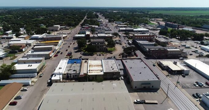 Aerial view of the city of Comanche in Texas