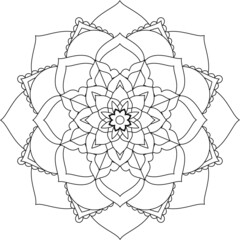 Easy Mandala coloring book simple and basic for beginners, seniors and children. Set of Mehndi flower pattern for Henna drawing and tattoo. Decoration in ethnic oriental, Indian style.