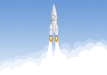 Naklejka na ściany i meble Rocket takes off into outer space