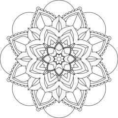 Easy Mandala coloring book simple and basic for beginners, seniors and children. Set of Mehndi flower pattern for Henna drawing and tattoo. Decoration in ethnic oriental, Indian style.