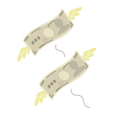 飛んでいく紙幣（白フチなし
）