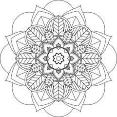 Easy Mandala coloring book simple and basic for beginners, seniors and children. Set of Mehndi flower pattern for Henna drawing and tattoo. Decoration in ethnic oriental, Indian style.