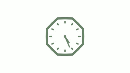 Green gray counting down 12 hours clock icon on white background,clock icon