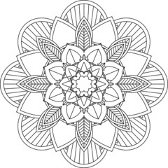 Easy Mandala coloring book simple and basic for beginners, seniors and children. Set of Mehndi flower pattern for Henna drawing and tattoo. Decoration in ethnic oriental, Indian style.