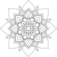Easy Mandala coloring book simple and basic for beginners, seniors and children. Set of Mehndi flower pattern for Henna drawing and tattoo. Decoration in ethnic oriental, Indian style.