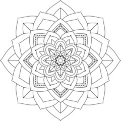 Easy Mandala coloring book simple and basic for beginners, seniors and children. Set of Mehndi flower pattern for Henna drawing and tattoo. Decoration in ethnic oriental, Indian style.