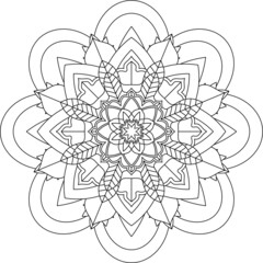 Fototapeta premium Easy Mandala coloring book simple and basic for beginners, seniors and children. Set of Mehndi flower pattern for Henna drawing and tattoo. Decoration in ethnic oriental, Indian style.