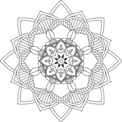 Easy Mandala coloring book simple and basic for beginners, seniors and children. Set of Mehndi flower pattern for Henna drawing and tattoo. Decoration in ethnic oriental, Indian style.