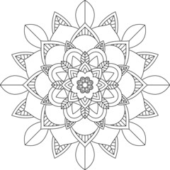 Easy Mandala coloring book simple and basic for beginners, seniors and children. Set of Mehndi flower pattern for Henna drawing and tattoo. Decoration in ethnic oriental, Indian style.
