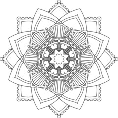 Easy Mandala coloring book simple and basic for beginners, seniors and children. Set of Mehndi flower pattern for Henna drawing and tattoo. Decoration in ethnic oriental, Indian style.