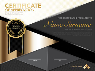 diploma certificate template black and gold color with luxury and modern style vector image.