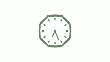 Green gray counting down 12 hours clock icon on white background,clock icon