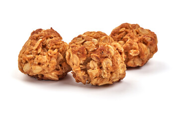 Homemade oat cookies, isolated on white background