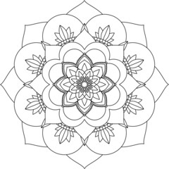 Easy Mandala coloring book simple and basic for beginners, seniors and children. Set of Mehndi flower pattern for Henna drawing and tattoo. Decoration in ethnic oriental, Indian style.