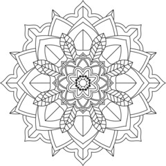 Easy Mandala coloring book simple and basic for beginners, seniors and children. Set of Mehndi flower pattern for Henna drawing and tattoo. Decoration in ethnic oriental, Indian style.