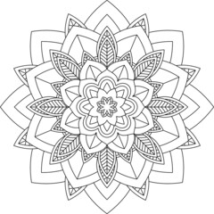 Easy Mandala coloring book simple and basic for beginners, seniors and children. Set of Mehndi flower pattern for Henna drawing and tattoo. Decoration in ethnic oriental, Indian style.