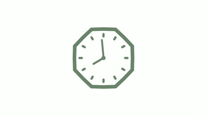 Green gray counting down clock icon on white background,clock icon