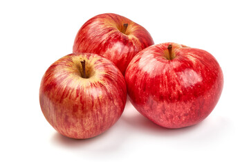 Shiny red apples, isolated on white background